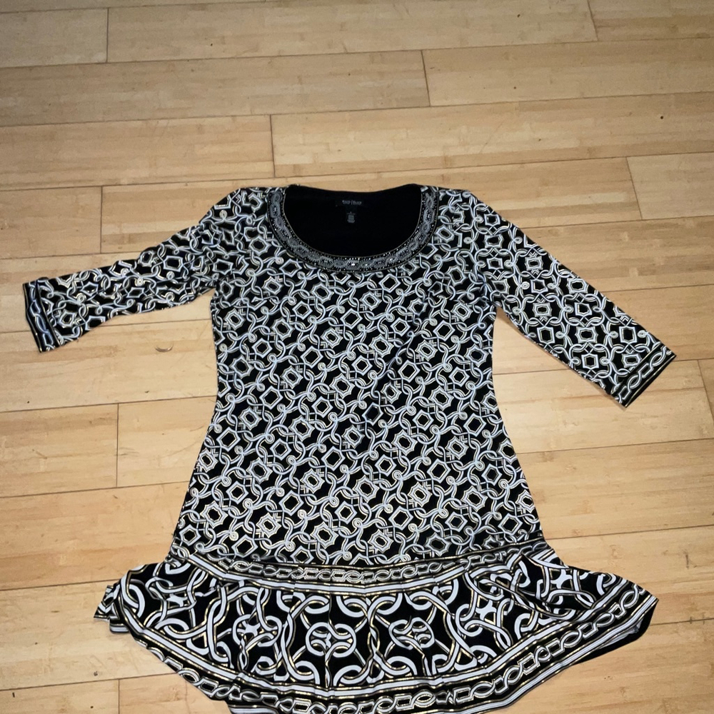 White House Black Market Black and White Printed Mini Dress